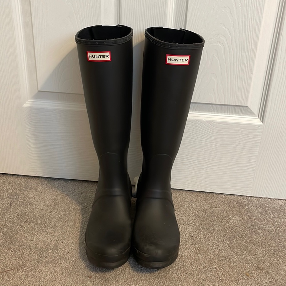 Hunter Knee High Matte Black Adjustable Rain Boots